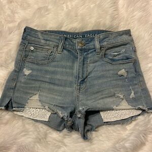American eagle jean shorts with lace pockets